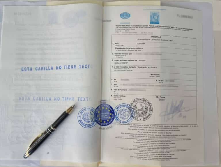 Documento público com o selo da apostila de Haia já aposto